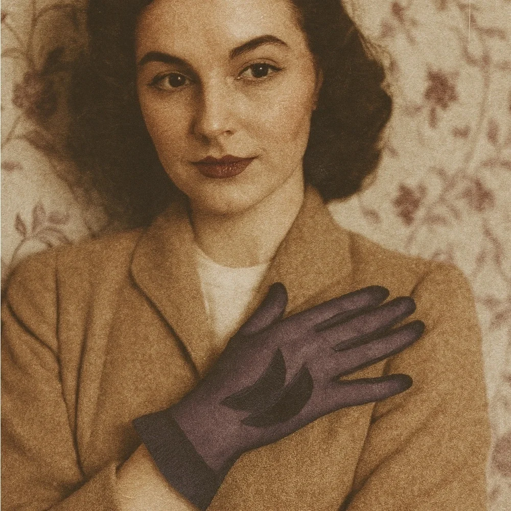 Sheer, true vintage peekaboo navy blue gloves 7.5